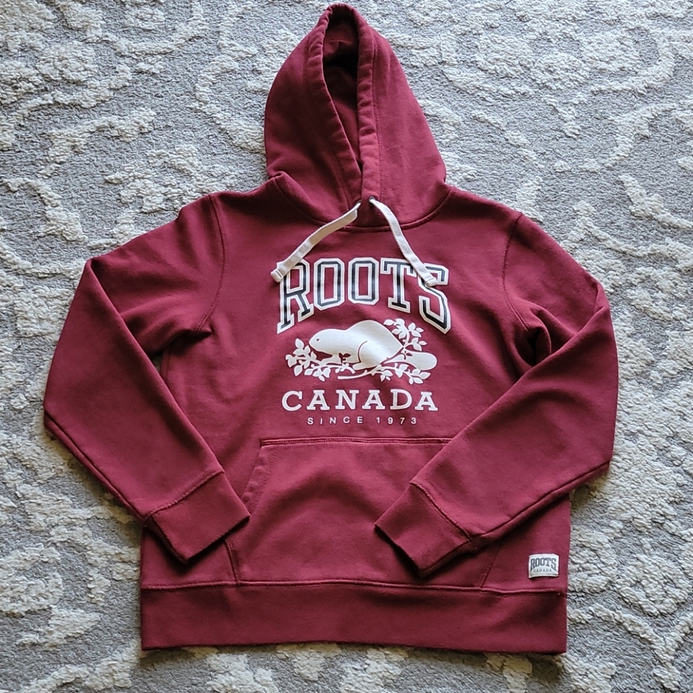 Roots Burgandy Kangaroo Kanga Pocket Hoodie XS